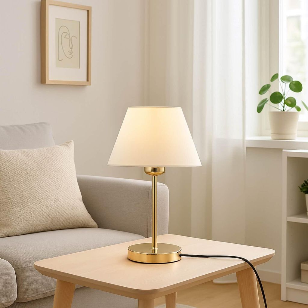 Opviq, 241947, Tischlampe, Creme, PVC, 22 x 35 cm