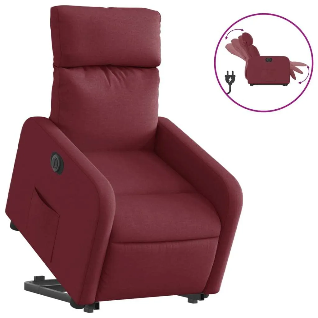 Fauteuil relax releveur électrique vin rouge en tissu respirant Modèle-V1