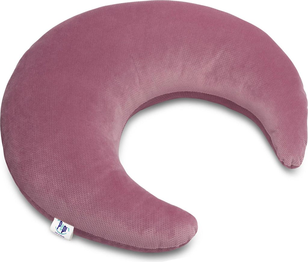 Pepi Kuschelkissen in Mond Form - Handgenäht Antiallergenes Kissen 46×40 cm - weiches Kinderkissen Dekokissen für Babys Plüschmond - Luna Old Rosa