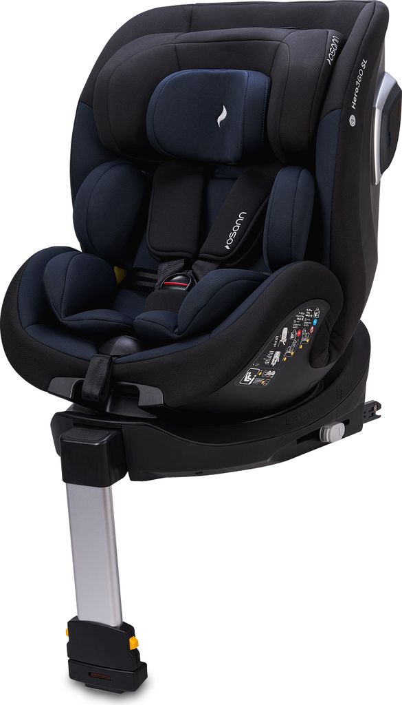 Hero360 SL i-Size, drehbarer Kindersitz mit Isofix und Standfuß (40-105 cm) - Twill Navy