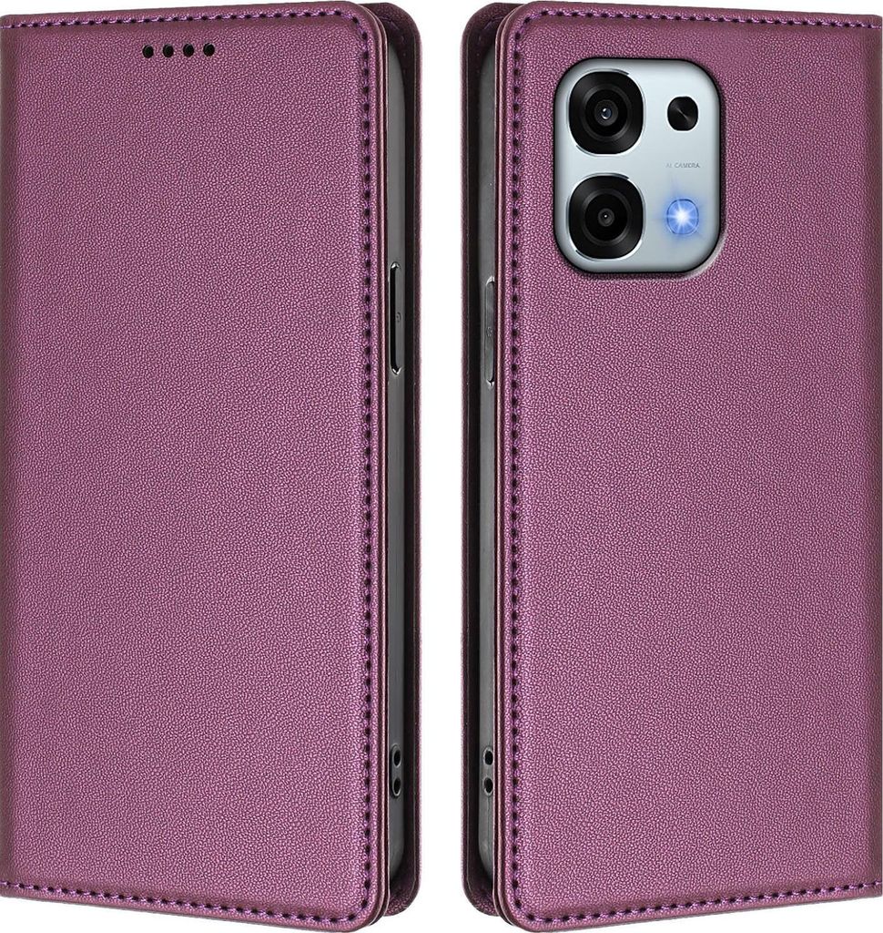 Handyhülle für Oppo A6 Pro 5G/Oppo A6 Pro 4G, Kunstleder Klapphülle Stoßfeste Magnetische Hülle mit Ständer Lila