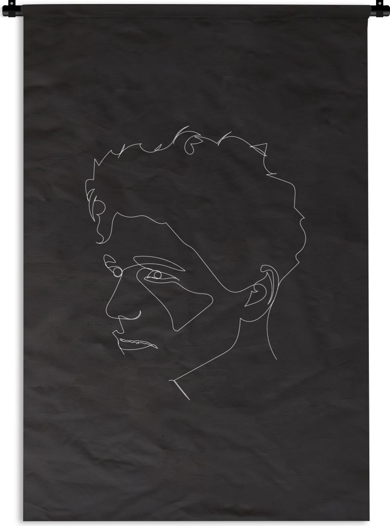 MuchoWow Wandteppich Wandbehang Mann - Strichzeichnung - Porträt 60x90 cm Tapisserie Dekoration Wandtuch - Foto-Teppich - Abwaschbar