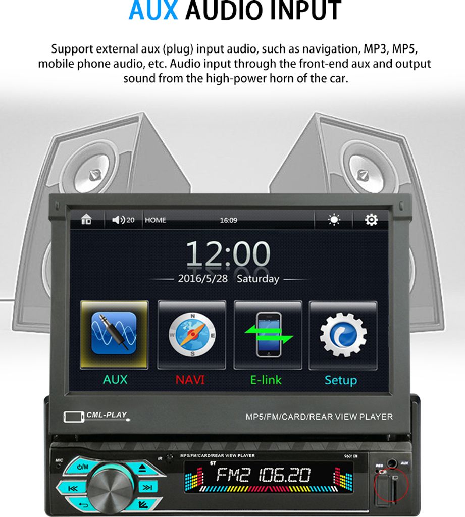 7palcové autorádio Bluetooth MP5 přehrávač FM rádio Obrázek produktu 10