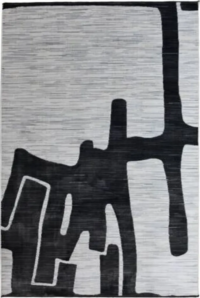 Tapis rectangulaire Lagos 140x200 cm - Fibre résistante noir et blanc