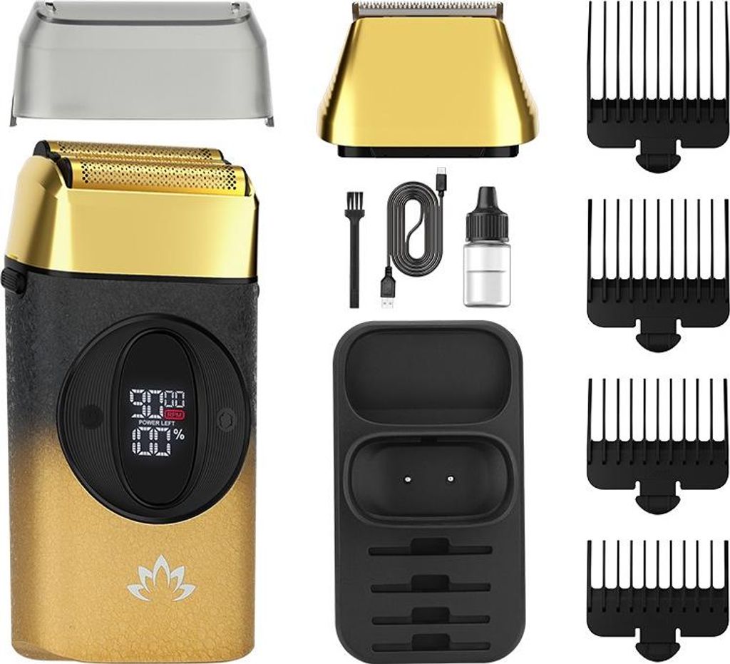 INF 2-in-1 Folienrasierer & Haarschneider für Herren mit Digitalanzeige Gold