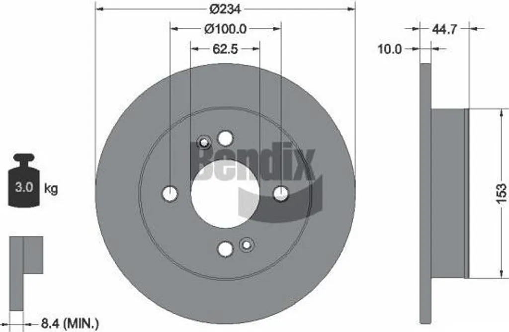 Disque de frein pour entretien Hyundai i10 BENDIX BDS1555 acier