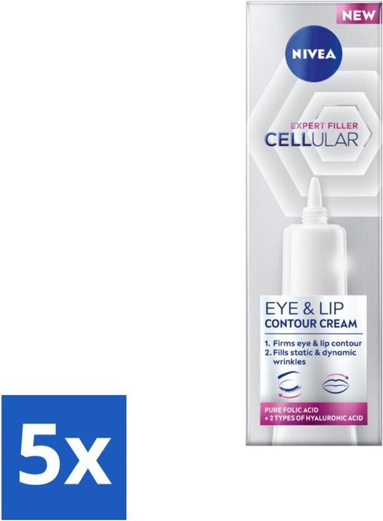 NIVEA – Augencreme – CELLular Expert Filler Anti-Aging – Für alternde Haut – Mit Hyaluronsäure & reiner Folsäure – 15 ml - Vorteilspac...