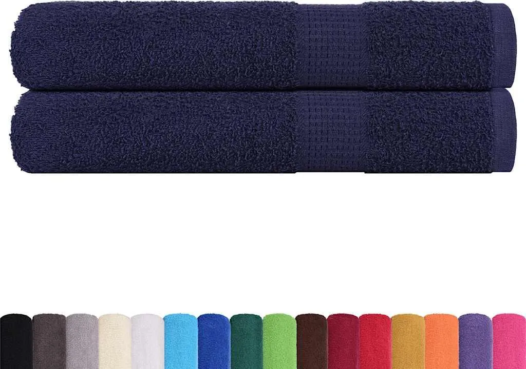 Set 2 Asciugamani Blu Navy 40x60 Cm, In Microfibra A Nido D'ape, Assorbenti E Rapidi - 3
