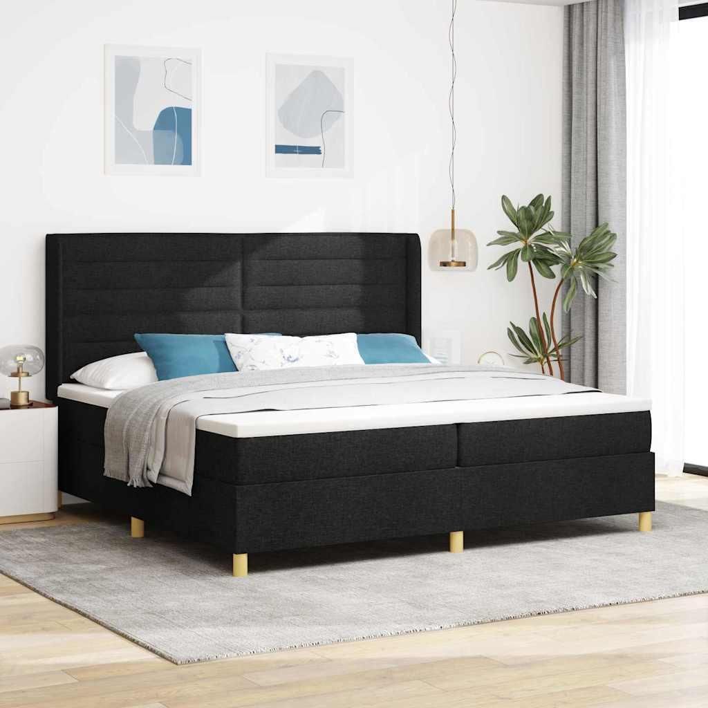 Möbel Boxspringbett mit Matratze Schwarz 200 x 200 cm Stoff - Klassische Betten 3343653