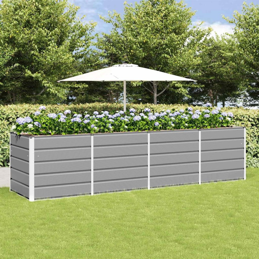 "Schlussverkauf" Pflanzkübel im Garten - 1 pc - Blumenbeet/Gartenbeet - Hellgrau 240x80x75 cm Stahl C13531