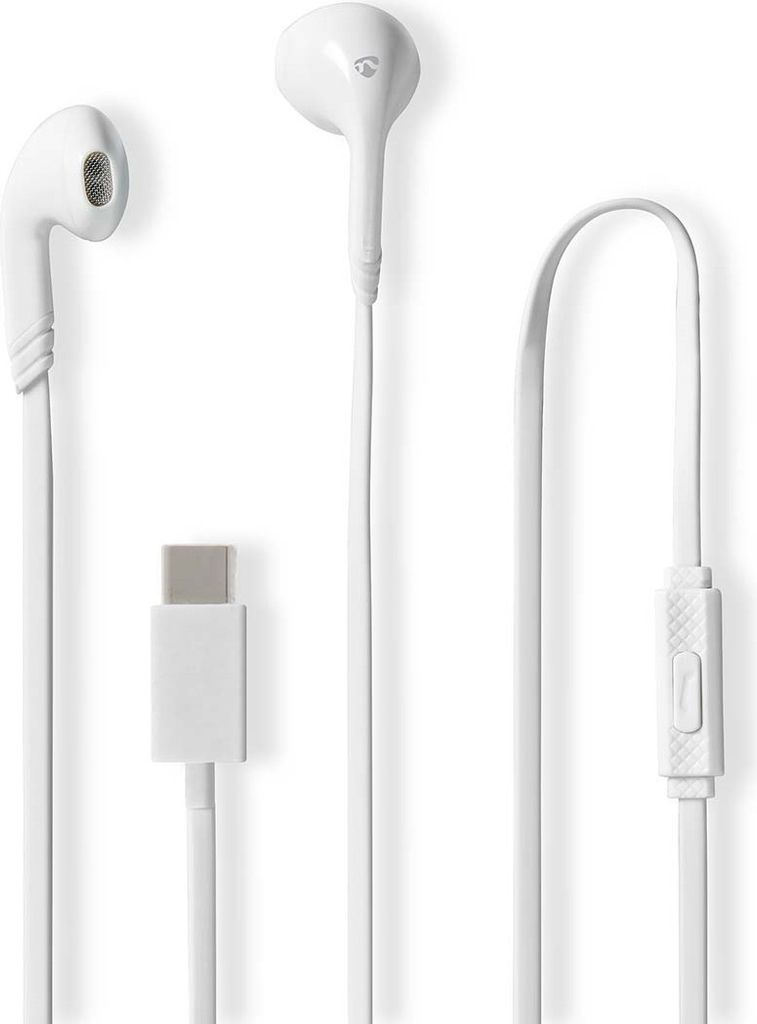 Kopfhörer mit Kabel | USB-C | Kabellänge: 1.20 m | Eingebautes Mikro | Lautstärke-Regler | Weiss