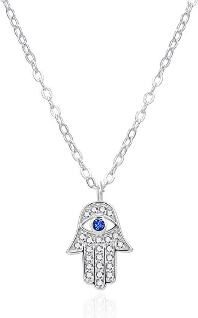 Ciondolo Hamsa AGT-N018W in Argento 925 | Collana Artigianale Protettiva