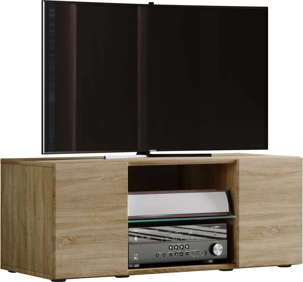 Meuble TV Bas Lowina VCM en Bois Blanc 95 cm pour Salon et Multimédia