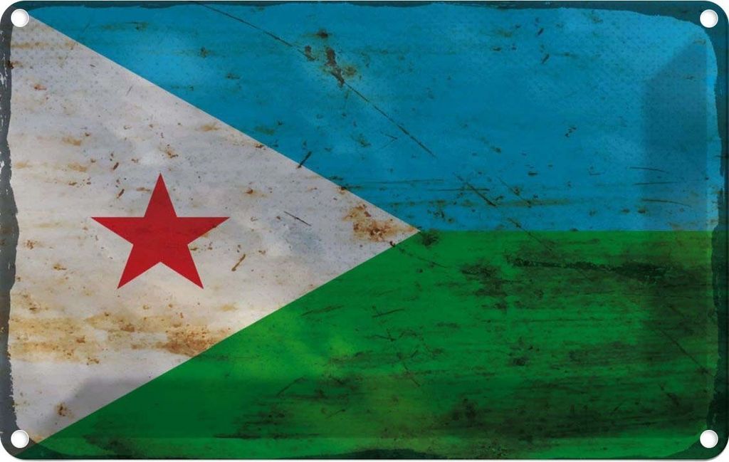 vianmo Blechschild 20x30 cm Dschibuti Djibouti Rost Flagge Fahne Wappen