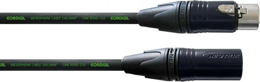 Câble Audio XLR Professionnel Cordial CRM 2.5 FM-BLACK Noir de 2,5 Mètres