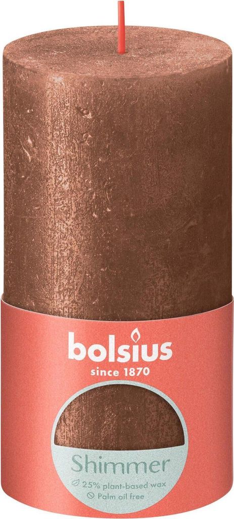Bolsius shimmer stompkaars, koper 130X68mm Produktbild 