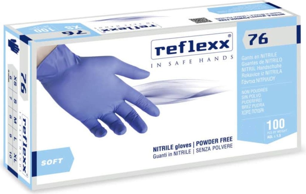 Reflexx R76 Nitrilhandschuhe ohne Puder, 100 % latexfrei, 3,5 gr, Kat.3, 100 Stück, XS