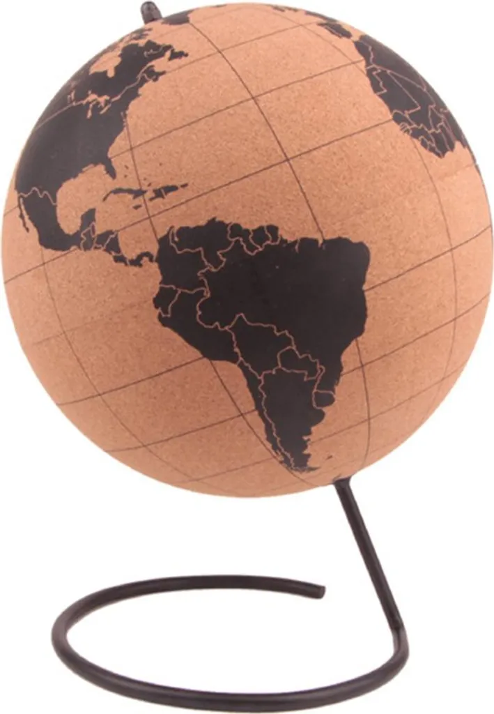 Globe Terrestre Pivotant en Liège Naturel - Planisphère Design 25cm - 3