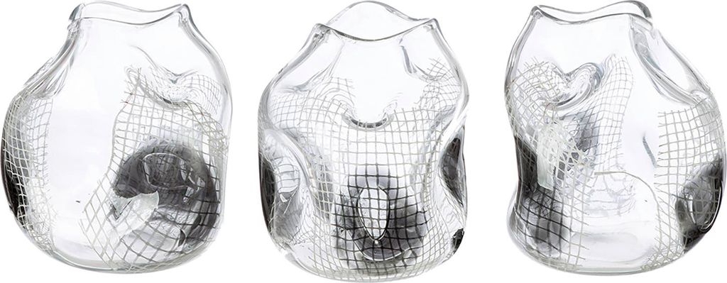 GRID Vase - klar,schwarz - Glas - Höhe 22cm x Breite 20cm - Blumenvase