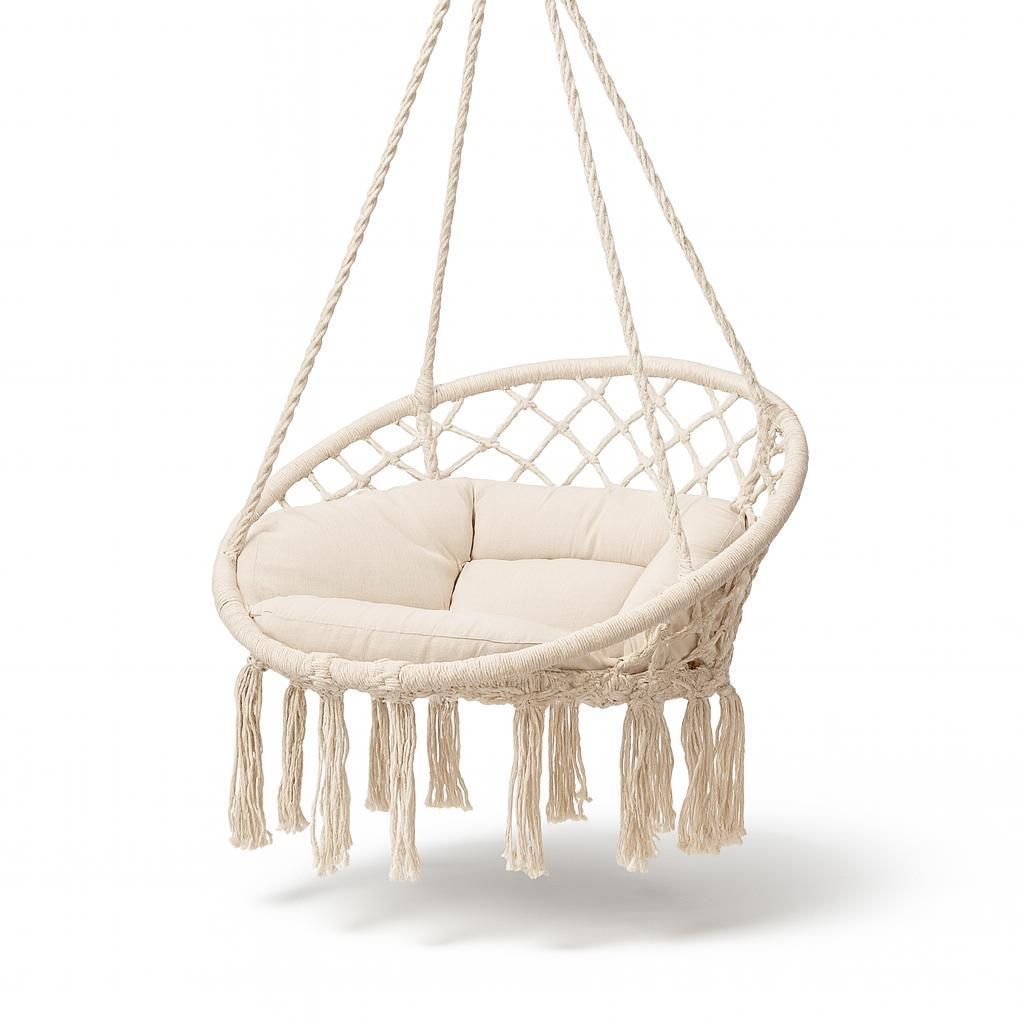 OMNA | Hängesessel BOHO - Storchennest - 120 cm - Entspannung für Innen und Garten - mit Kissen