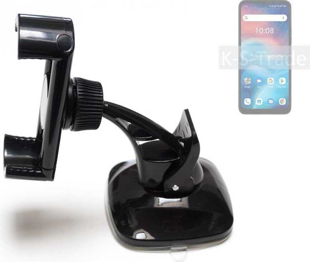 K-S-Trade kompakte Handy-Halterung Windschutzscheibe kompatibel mit UMIDIGI C1 Armaturenbrett schwarz Autohalterung KFZ Halter Scheiben-Halterung