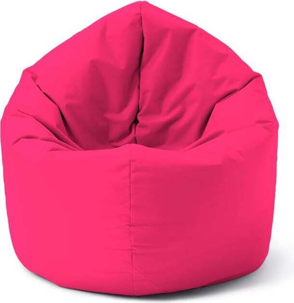 A bright pink beanbag chair against a white background.