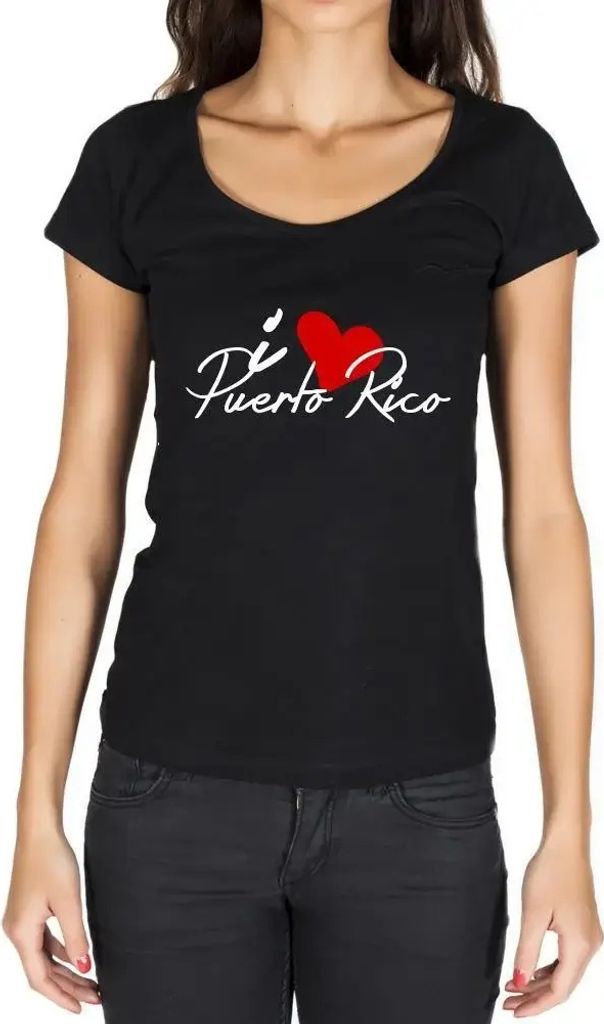 Damen Grafik T-Shirt Ich liebe Puerto Rico – I Love Puerto Rico – Öko-Verantwortlich Vintage Jahrgang Kurzarm Lustige Druck Geburtstag Geschen...