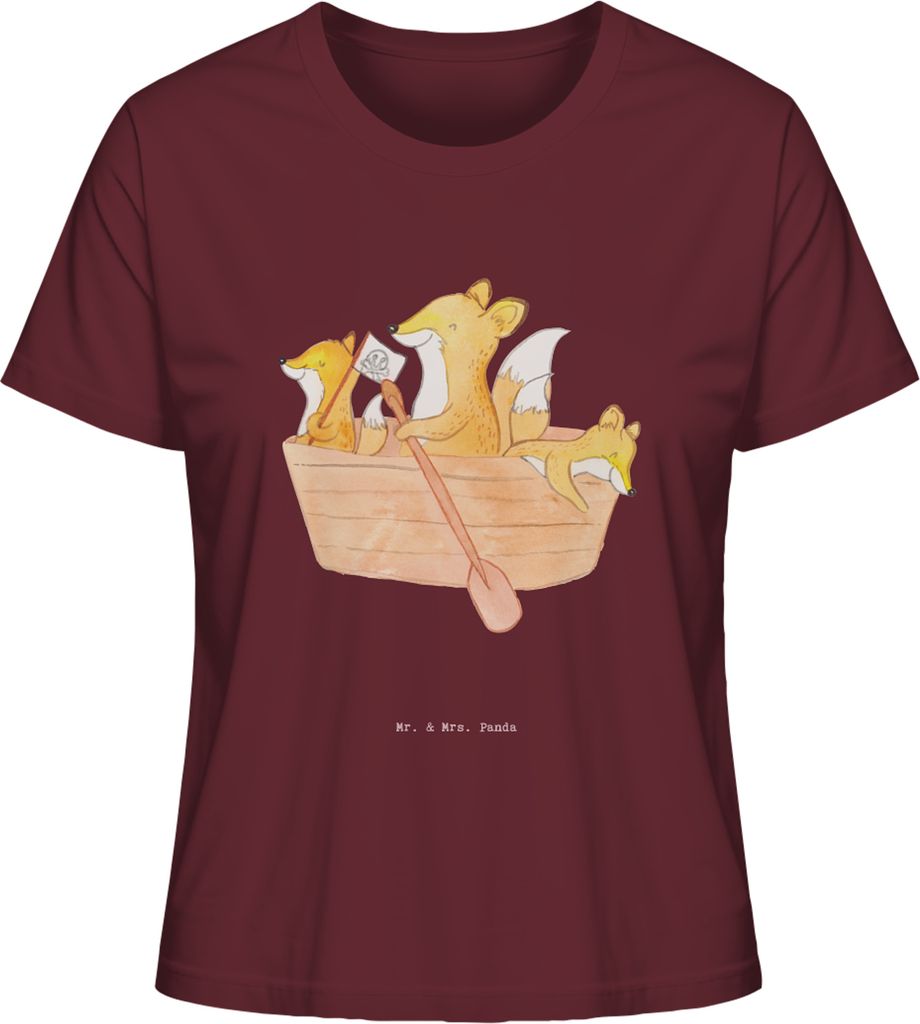 Mr. & Mrs. Panda Oberteil Damen Fuchs Kanufahren Größe XL - Burgundy - Geschenk, Kanu Schule, Kurzarmshirt, T-Shirt, Paddeltour, fahren, Basic, K...