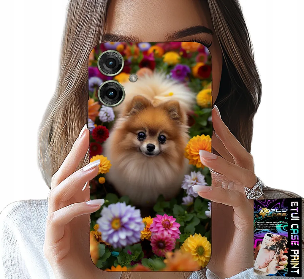 Cover Moto G55 Pomerania Dog Design - Custodia Protettiva + Screen Protector