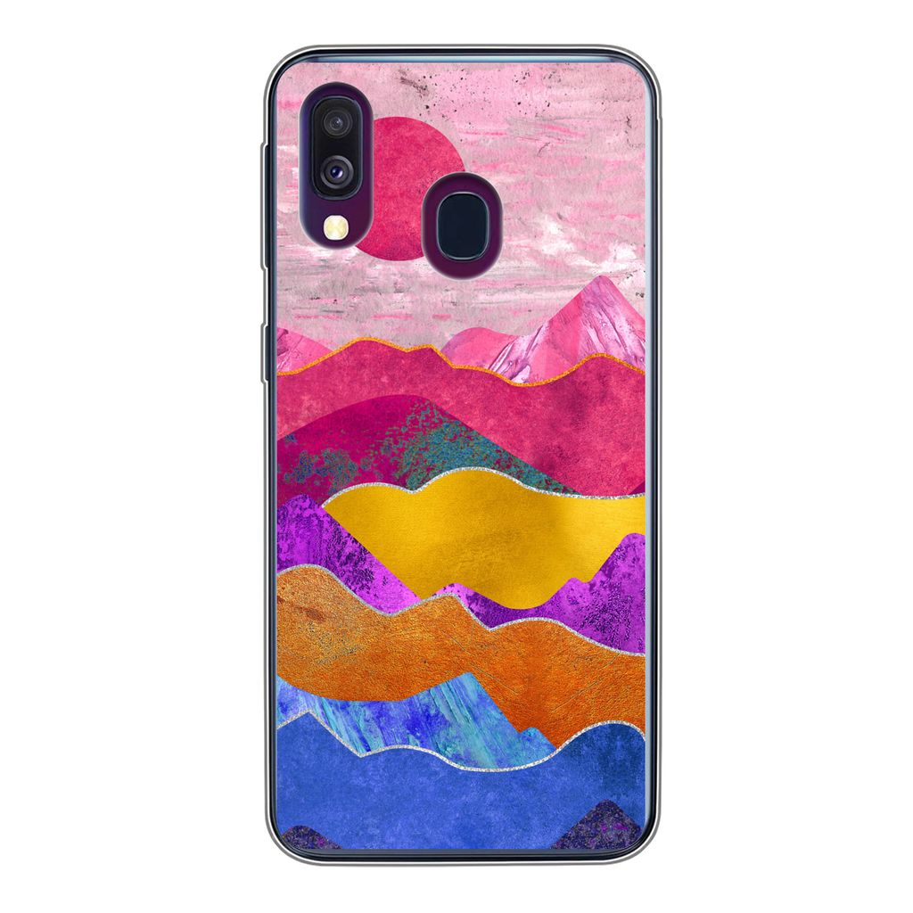MuchoWow Handyhülle Schutzhülle Hülle für Samsung Galaxy A40 Stolz - Bi - Marmor Silikon Softcase Handy Hülle - Handy-Tasche