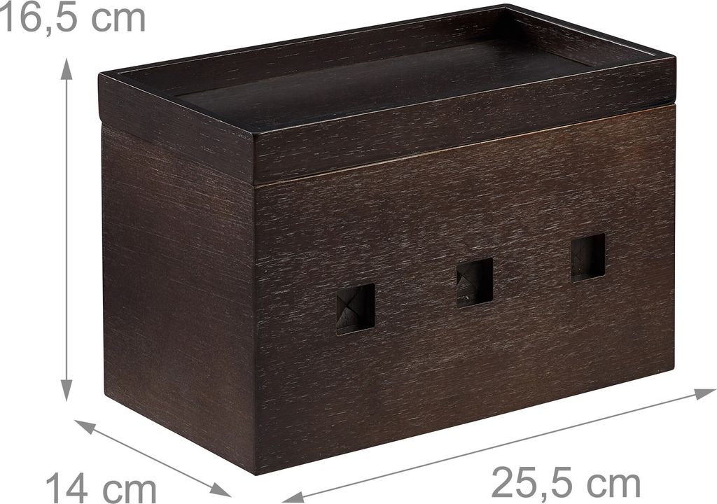 relaxdays Kabelbox Bambus dunkelbraun Produktbild 4