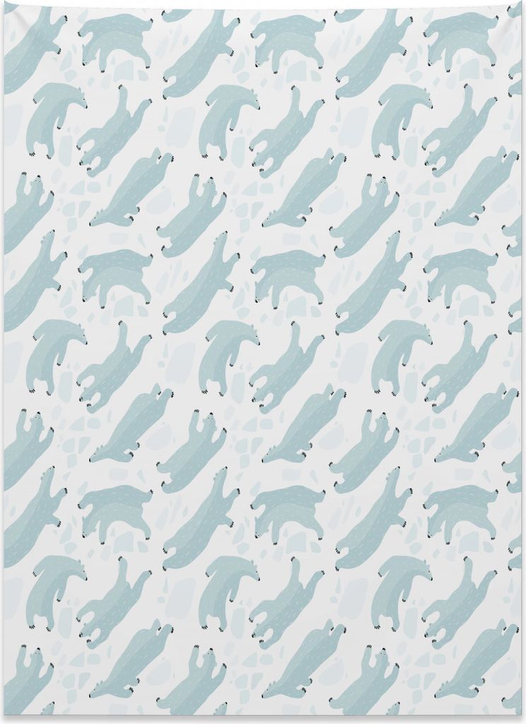 Abakuhaus Bär Wandteppich, Schwimmendes Eisbären-Meer aus Weiches Mikrofaser Stoff Kein Verblassen Klare Farben Waschbar, 110 x 150 cm, Mandelgr...