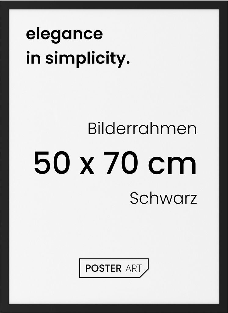 POSTER ART Bilderrahmen California Rahmen aus MDF für Bilder Poster, 50x70 cm, Schwarz