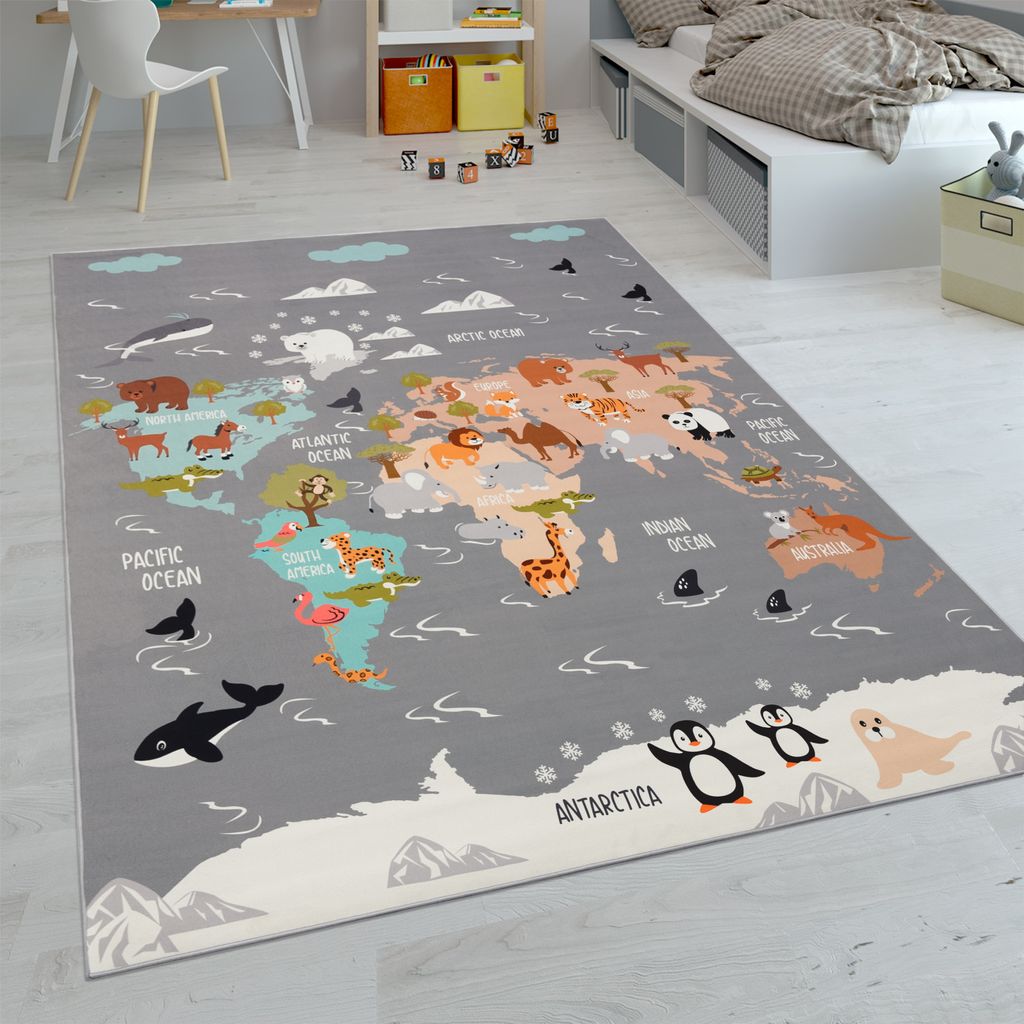 Kinder-Teppiche, Kurzflor-Teppiche für Kinderzimmer mit vers. Designs Spielteppiche Bunt Grösse 200x290 cm