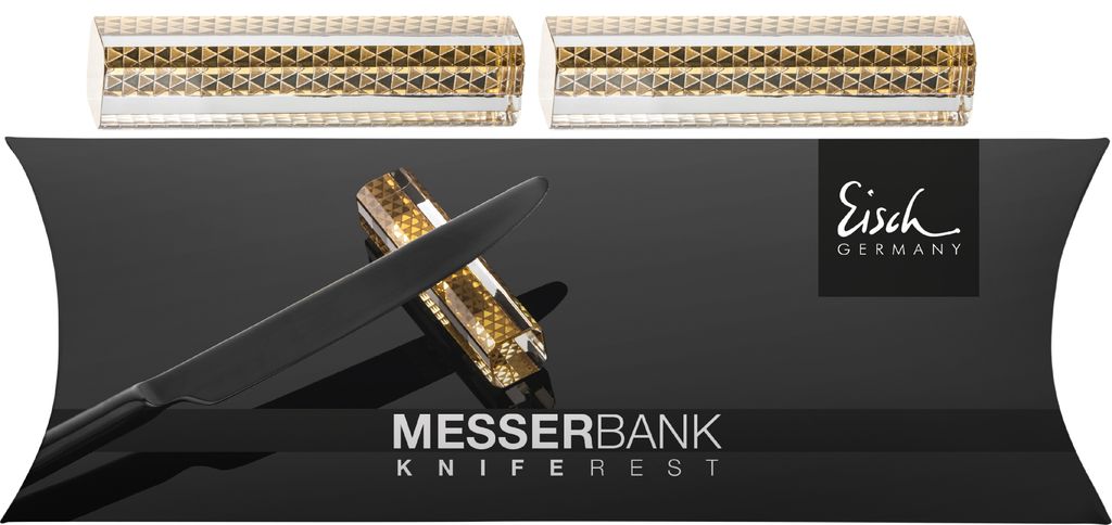 Eisch Messerbänkchen 2er Set, Style 4, Messerablage, Messerbank, Glas, Gold, 7 x 1.5 cm, 77286204