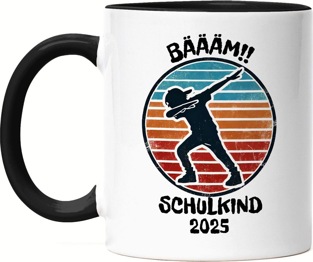 Bääm! Schulkind 2025 Tasse Schwarz Einschulung Geschenk Schulanfang Schule