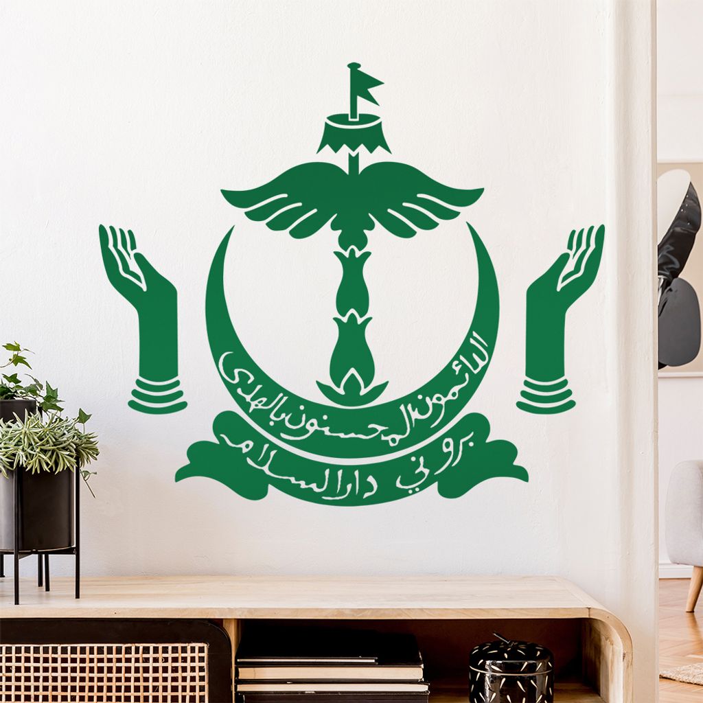 Brunei Wappen Wandtattoo Wandaufkleber Wall Sticker - Dekoration, Küche, Wohnzimmer, Schlafzimmer, Badezimmer