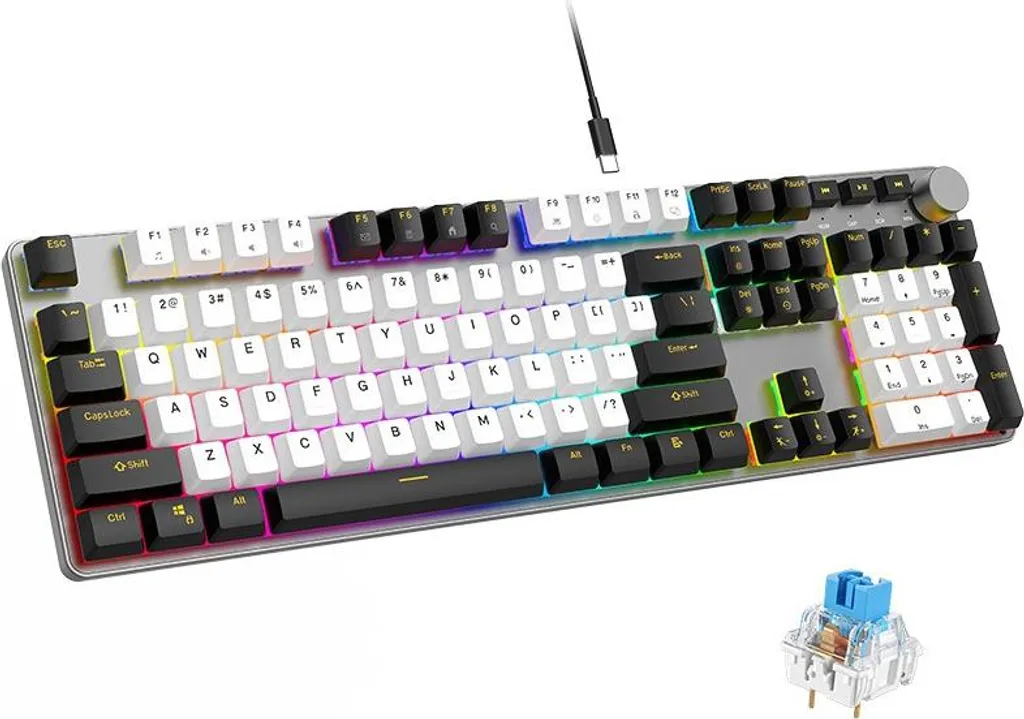 Clavier Mécanique de bureau 107 touches filaire pour travail et jeu