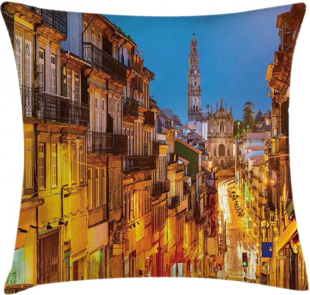 ABAKUHAUS Europa Kissenbezug, Porto Fotografie, Waschbar mit Reißverschluss Kissenhülle mit Farbfesten Klaren Farben Beidseitiger Druck, 40 x 40 ...