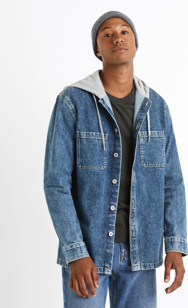Celio Caoris Jeanshemd mit Kapuze 1113361__M