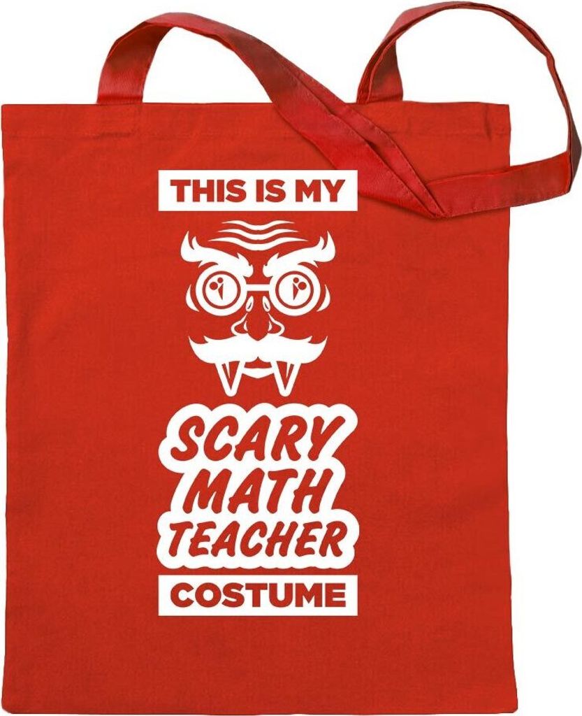 Kiwistar - Baumwolltasche - rot - Scary Math Teacher Costume - Tragetasche Stoffbeutel Umhängetasche Langer Henkel