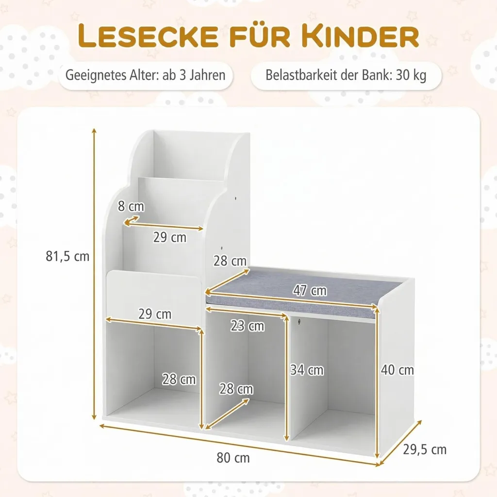 Meuble de Rangement Jouets et Bibliothèque Enfant avec Assise Intégrée - 3