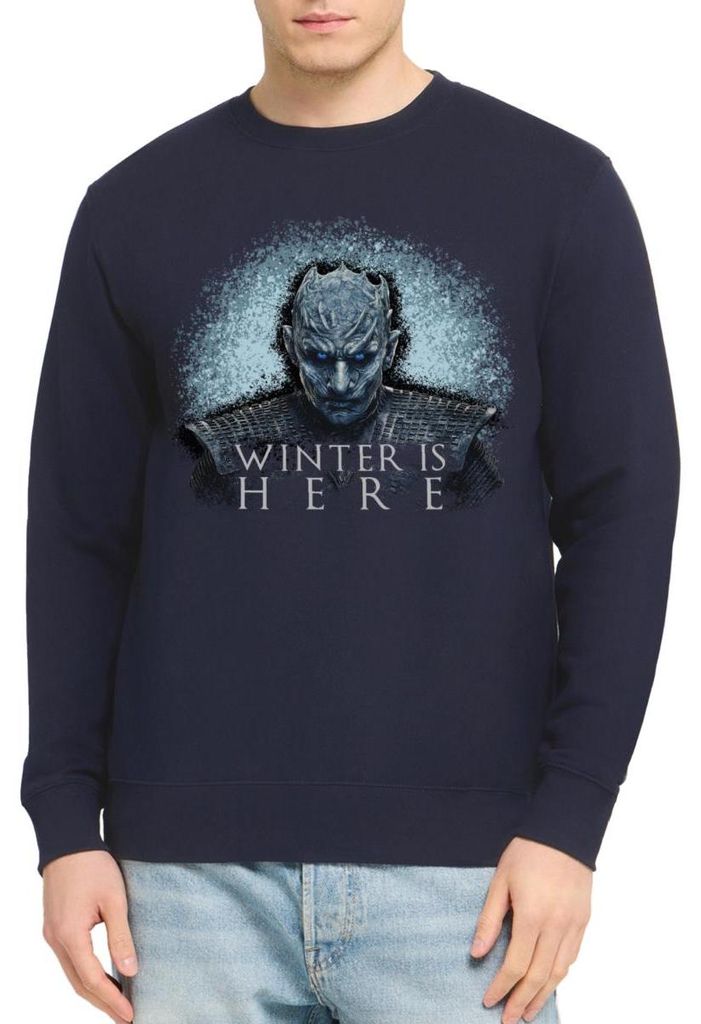 Spreadshirt Game Of Thrones Night King Winter Is Here Uni Pullover, 3XL, Navy