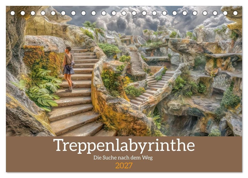 Treppenlabyrinthe – Die Suche nach dem Weg (Tischkalender 2027 DIN A5 quer), CALVENDO Monatskalender