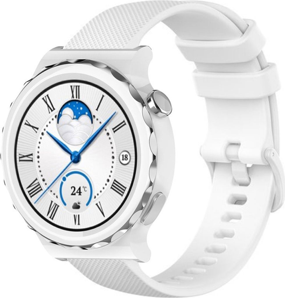Strap-it Huawei Watch GT 3 Pro 43mm Luxus-Silikonarmband (Weiß)