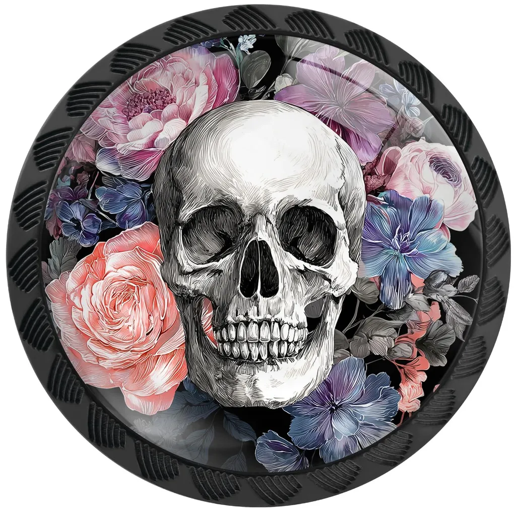 Rénovez vos meubles avec ces boutons d'armoire noirs tête de mort 4pcs