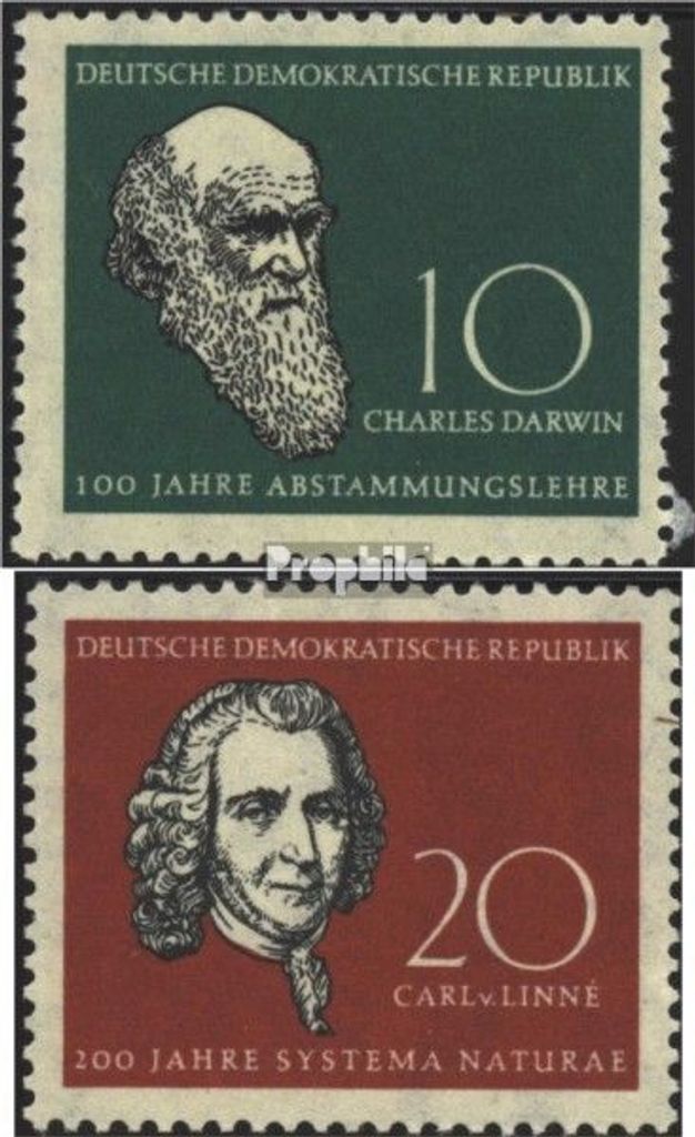 Briefmarken DDR 1958 Mi 631-632 (kompl.Ausg.) postfrisch Darwin und Linné