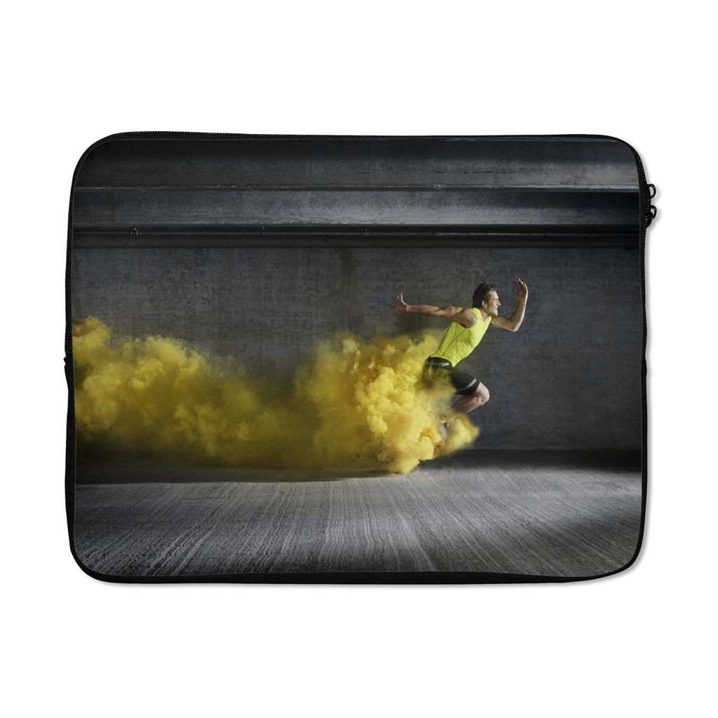 MuchoWow Laptop Hülle 15 Zoll Sportler hinterlässt gelben Rauch Laptoptasche - Laptoptasche - Sleeve - Rundum-Schutz
