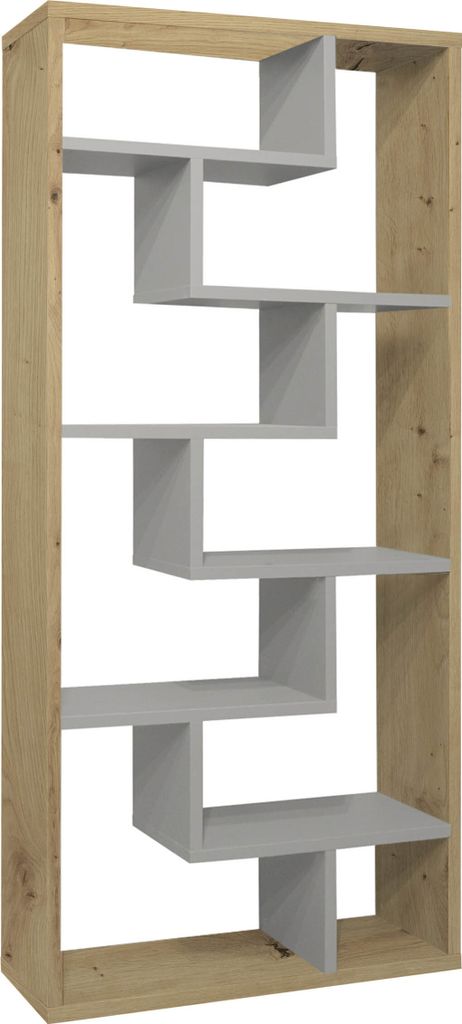 Mäusbacher Raumteiler Regal Tetrix Asteiche / Kreidegrau matt lack 89 x 192 cm