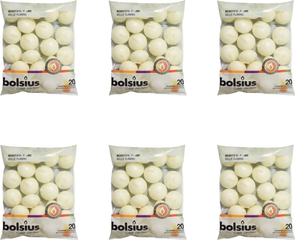 Bolsius Candele Galleggianti Avorio 120 Pezzi - Set Decorativo Matrimonio